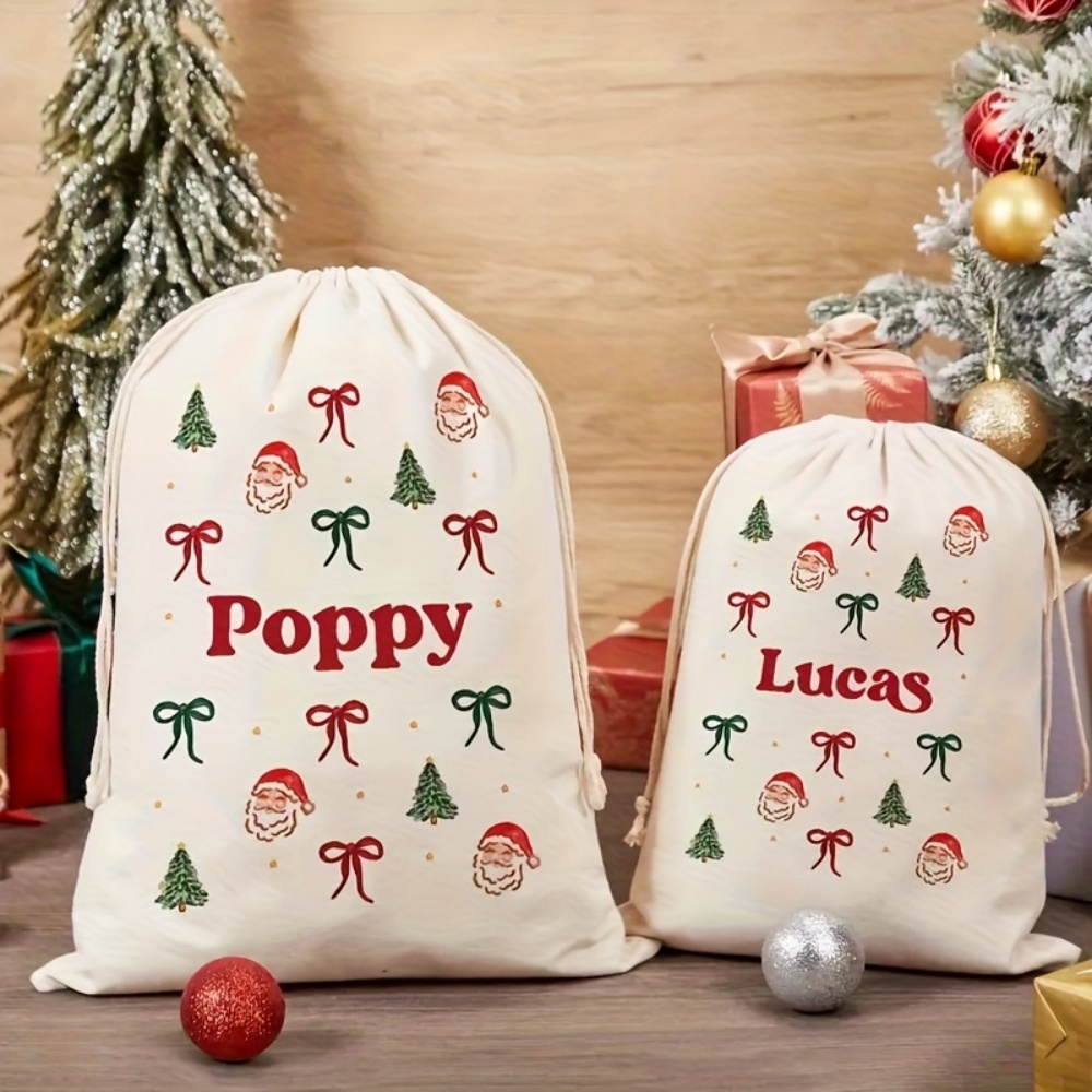 Food Storage Name - Personalised Simple Santa & Christmas Bow