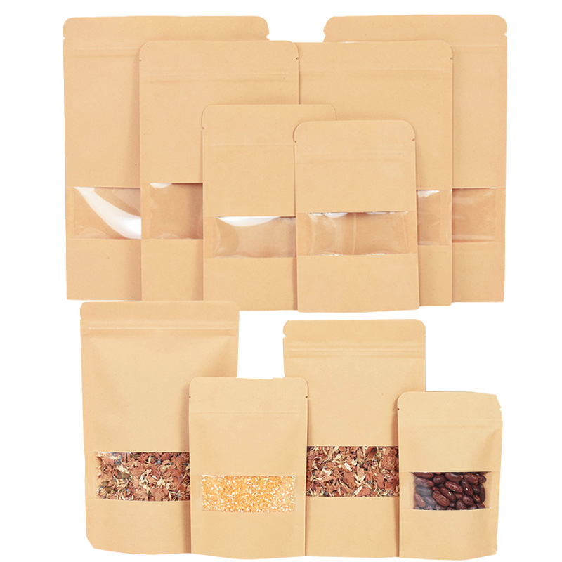 Food Storage Zip Bags - 20/50pcs Kraft Paper Zip Lock Bags