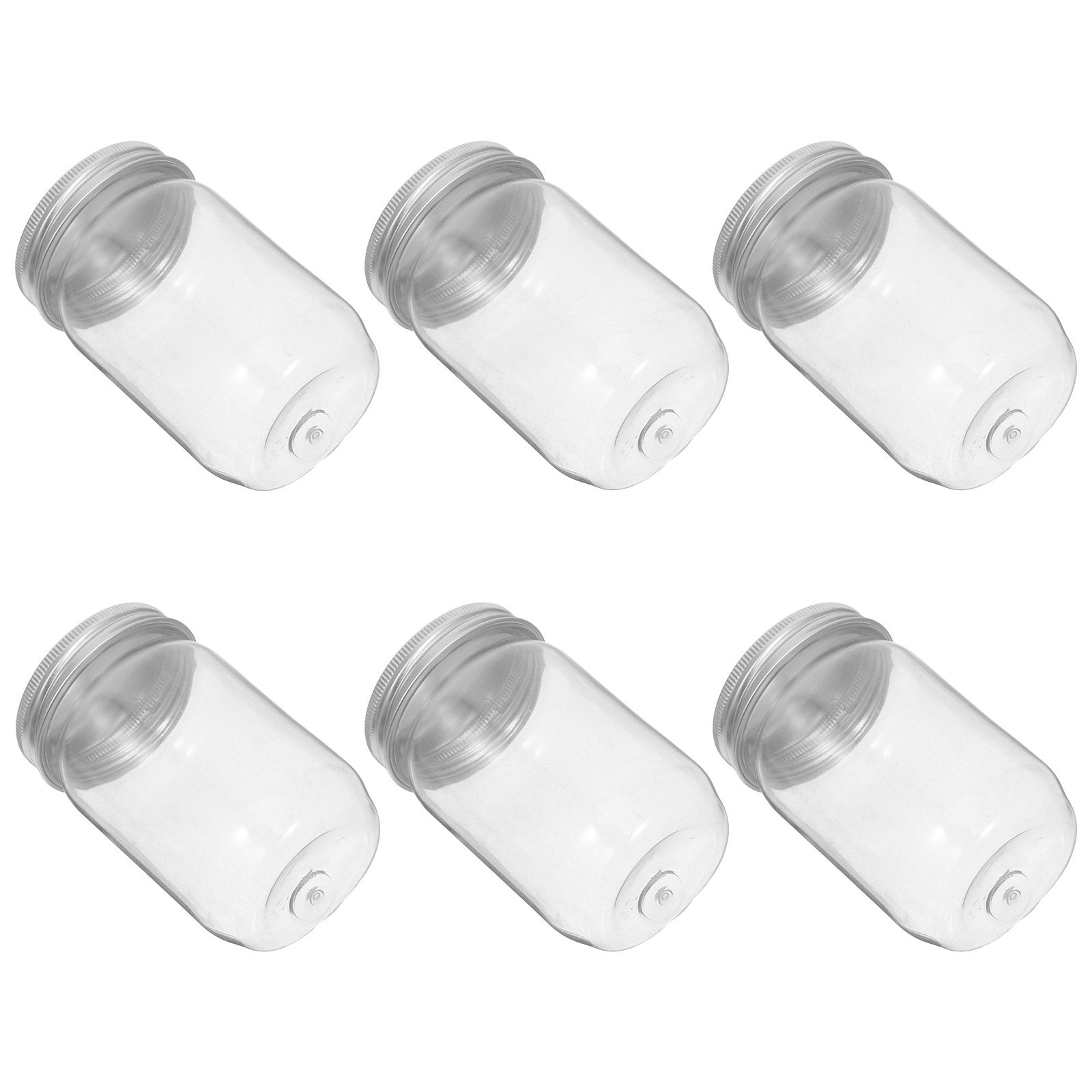 Food Storage Containers With Lids - 6Pcs Clear Plastic Mason Jars with