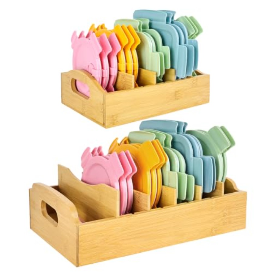 Food Storage Containers With Lids - 2 Pack Bamboo Lid Organizer, 10.6