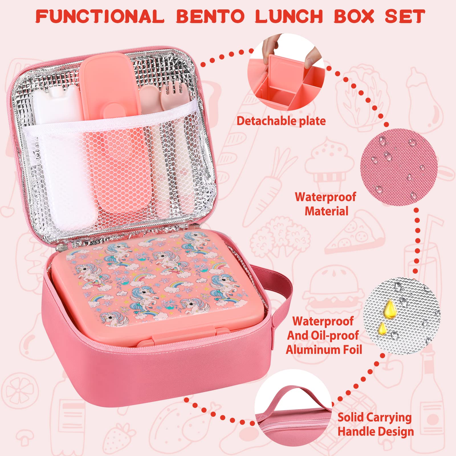 Bento Lunch Box for Kids With  - Food Storage Zip Bags review and price