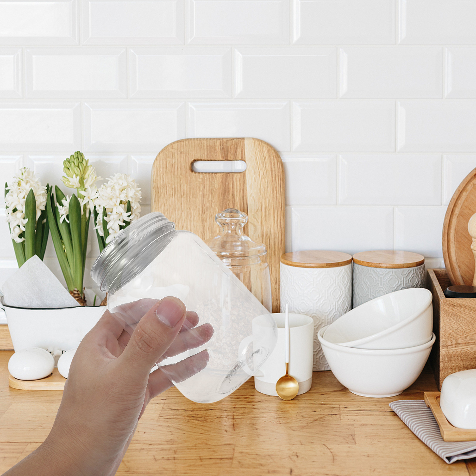 4Pcs Clear Plastic Jars with A - Food Storage Jars Airtight review and price
