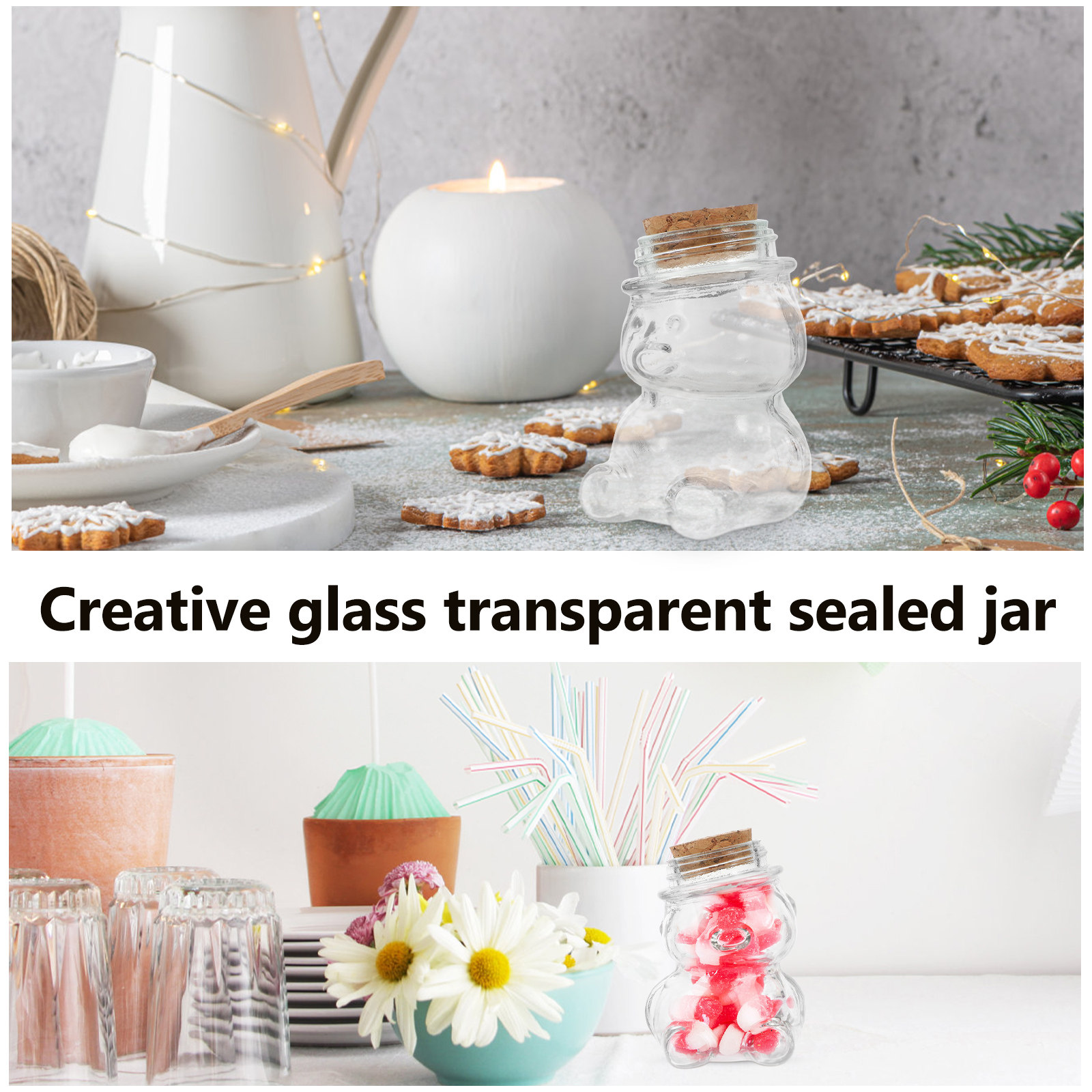 4Pcs Glass Candy Jar Set Trans - Food Storage Jars Airtight review and price