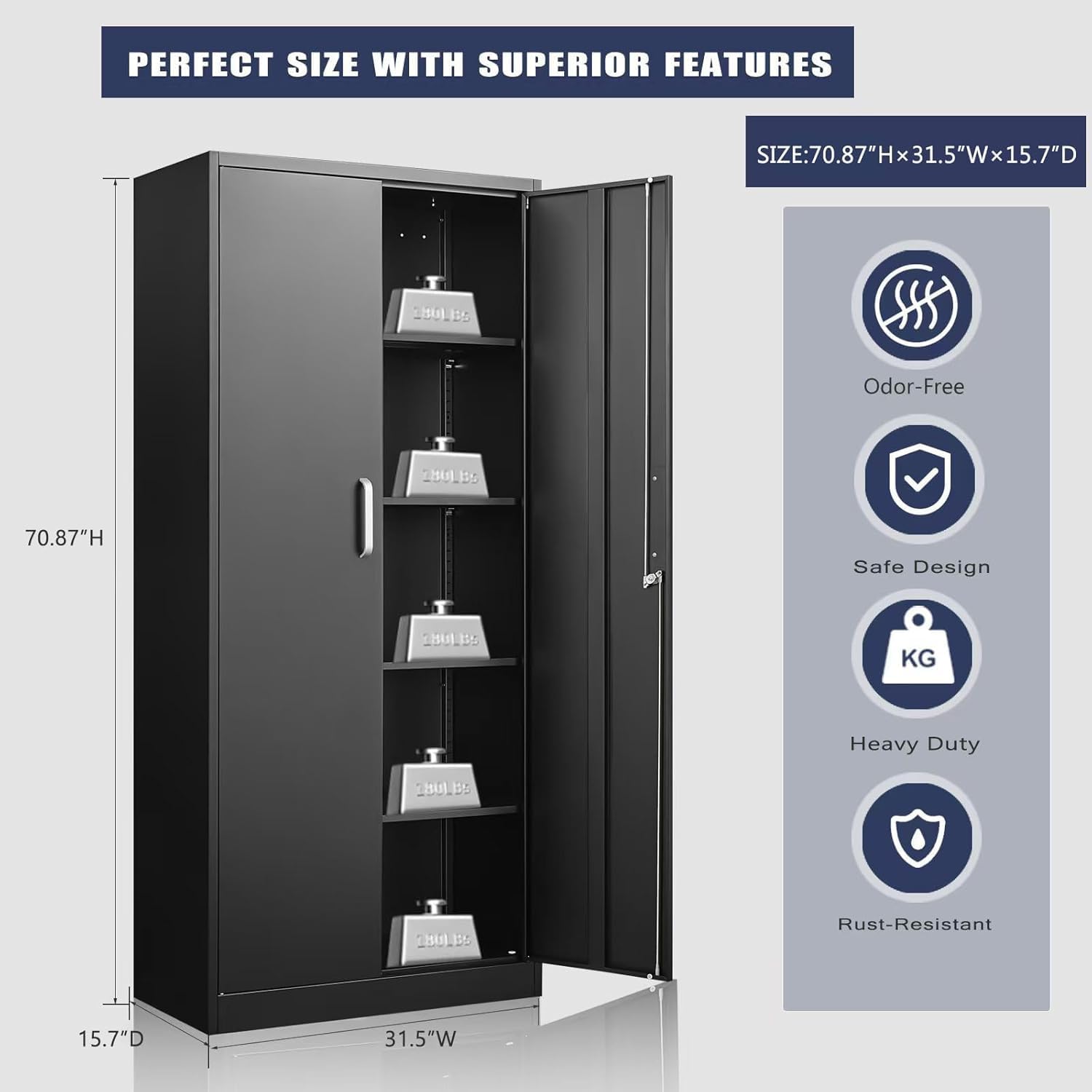 Metal Storage Cabinet With Adj - Food Storage For Room review and price