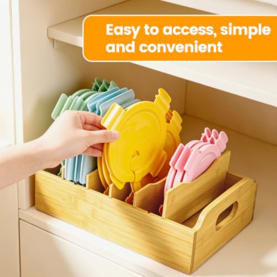 2 Pack Bamboo Lid Organizer, 1 - Food Storage Containers With Lids review and price