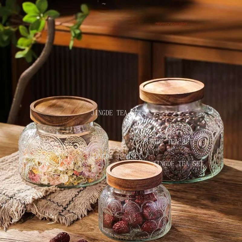 Embossed Glass Storage Jar Woo - Food Storage Jars Airtight review and price
