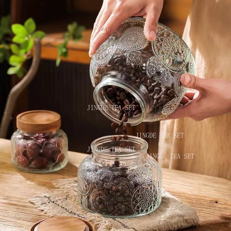 Embossed Glass Storage Jar Woo - Food Storage Jars Airtight review and price