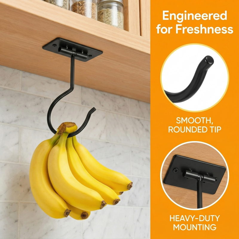 Black Metal Self-Adhesive Bana - Food Storage For Room review and price