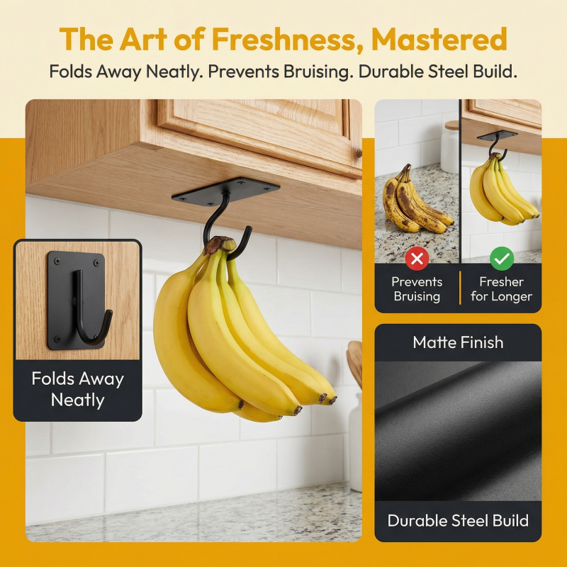 Black Metal Self-Adhesive Bana - Food Storage For Room review and price