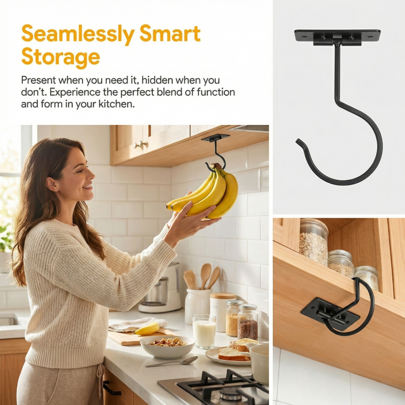 Black Metal Self-Adhesive Bana - Food Storage For Room review and price