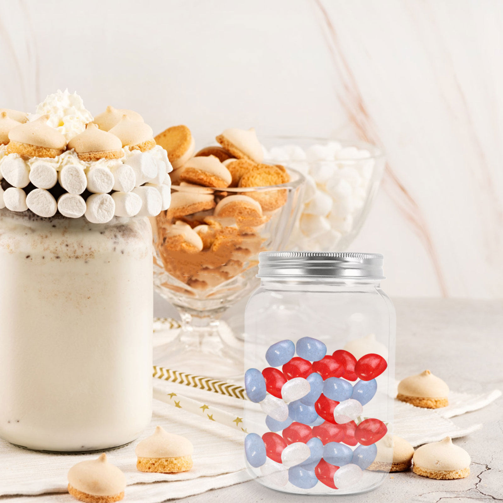 4Pcs Clear Plastic Mason Jars  - Food Storage Jars Airtight review and price
